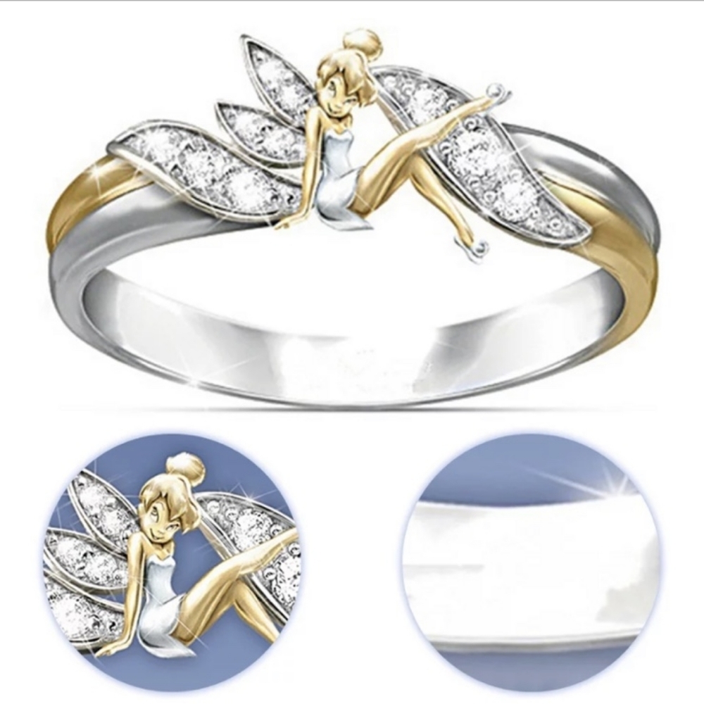 NEW SILVER TONE CUTE ANGEL FLOWER RING - Picture 4 of 5